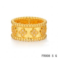 Van Cleef Arpels Bague Trèfle En Jaune Avec Diamants Ronds
