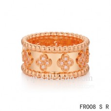 Van Cleef Arpels Bague Trèfle Rose Avec Diamants Ronds