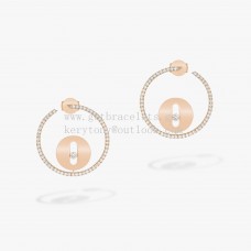 Messika Boucles d'Oreilles Créoles Lucky Move avec Diamants Or Rose et Or Blanc