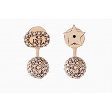 Boucles d'oreilles pendantes asymétriques CD-Star en cristal blanc Dior La petite Tribale Or rose