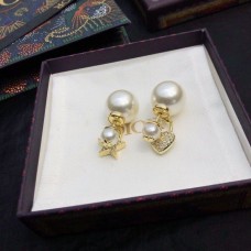 Authentique Christian Dior CD Cristaux Étoile Coeur Asymétrique Pendentifs Blanc Perle Or Jaune Boucles D'oreilles Bijoux Authentique Christian Dior CD Cristaux Étoile Coeur Asymétrique Pendentifs Blanc Perle Or Jaune Boucles D'oreilles Bijoux