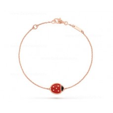 Van Cleef Arpels Bracelet Long Chanceux Ailes Fermées Coccinelle Or Rose Cornaline Onyx Van Cleef Arpels Bracelet Long Chanceux Ailes Fermées Coccinelle Or Rose Cornaline Onyx