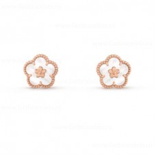 Van Cleef Arpels Boucles d'oreilles longues Lucky Fleur de Prunier Or Rose Nacre Van Cleef Arpels Boucles d'oreilles longues Lucky Fleur de Prunier Or Rose Nacre