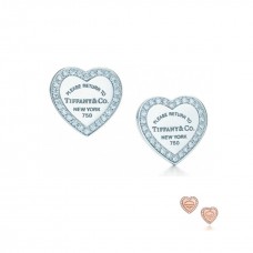 Boucles d'oreilles Tiffany Coeur Argent Massif Diamants Femme Boucles d'oreilles Tiffany Coeur Argent Massif Diamants Femme