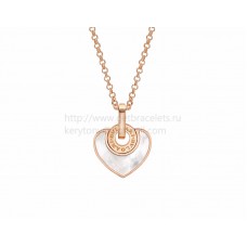 Pendentif BVLGARI BVLGARI Cuore avec chaîne en or rose avec nacre Pendentif BVLGARI BVLGARI Cuore avec chaîne en or rose avec nacre