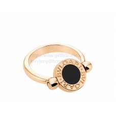 Bague BVLGARI BVLGARI Flip en or rose avec nacre et onyx Bague BVLGARI BVLGARI Flip en or rose avec nacre et onyx