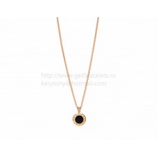 Pendentif BVLGARI BVLGARI avec chaîne en or rose avec nacre et diamants pavés d'onyx