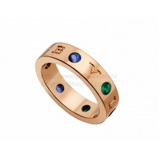 Bague BVLGARI BVLGARI en or rose avec saphirs bleus et tsavorite