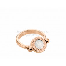 BVLGARI BVLGARI Bague Flip en or rose sertie d'éléments en nacre et cornaline
