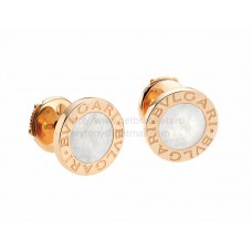 BVLGARI BVLGARI Petites boucles d'oreilles à tige en or rose avec nacre