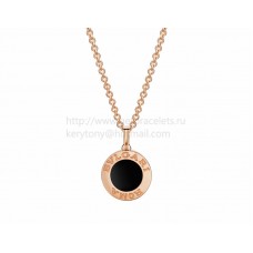 Collier BVLGARI BVLGARI en or rose avec onyx et pavé de diamants