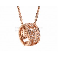 Pendentif BVLGARI Parentesi rond en or rose avec pavé de diamants
