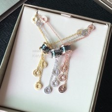 Bvlgari B.zero1 Collier Pompons Céramique Noire avec Diamants 3 Couleurs Luxe