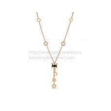 Collier Bvlgari B.zero1 en or rose avec céramique noire et pavé de diamants