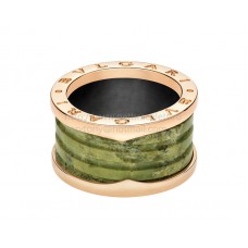 Bague Bvlgari B.zero1 à 4 bandes en or rose avec marbre vert