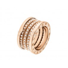 Bague Bvlgari B.zero1 à 4 bandes en or rose avec pavé de diamants