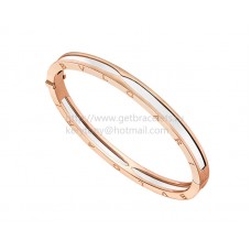 Bracelet jonc Bvlgari B.zero1 en or rose et cermet blanc