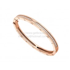 Bracelet jonc Bvlgari B.zero1 en or rose avec pavé de diamants