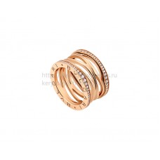 Bague 4 bandes Bvlgari B.zero1 Legend en or rose sertie de diamants pavés Bague 4 bandes Bvlgari B.zero1 Legend en or rose sertie de diamants pavés