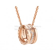 Collier Bvlgari B.zero1 Legend avec pendentif en or rose serti de diamants pavés