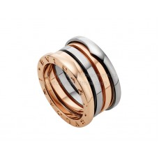 Bague Labyrinthe Bvlgari B.zero1 en or rose et blanc