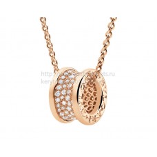 Pendentif Bvlgari B.zero1 Pave Diamond avec chaîne en or rose