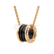 Pendentif Bvlgari B.zero1 avec chaîne en céramique noire et or rose Pendentif Bvlgari B.zero1 avec chaîne en céramique noire et or rose
