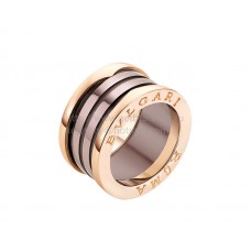 Bvlgari B.zero1 ROMA Bague 4 bandes en or rose avec céramique bronze Bvlgari B.zero1 ROMA Bague 4 bandes en or rose avec céramique bronze