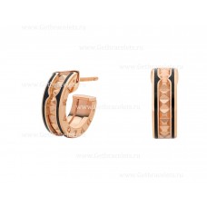 Boucles d'oreilles Bvlgari B.zero1 Rock avec pendentif en or rose 18 carats avec inserts cloutés en spirale en céramique noire sur les bords