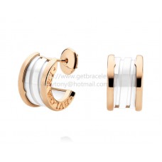 Boucles d'oreilles Bvlgari B.zero1 en or rose et céramique blanche