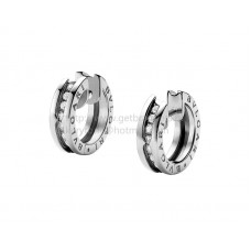 Bvlgari B.zero1 Petites boucles d'oreilles créoles en or blanc et pavé de diamants