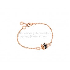 Bracelet souple Bvlgari B.zero1 en or rose avec pendentif en or rose et céramique noire