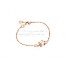 Bracelet souple Bvlgari B.zero1 en or rose avec pendentif en or rose et céramique blanche