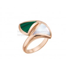 Bague Bvlgari DIVAS Contraire en or rose avec nacre et malachite
