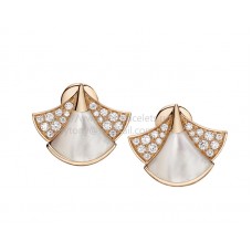 Boucles d'oreilles Bvlgari DIVAS Dream en or rose serties de nacre et pavé de diamants
