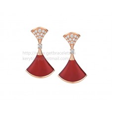 Boucles d'oreilles Bvlgari DIVAS Dream en or rose avec cornaline et diamants