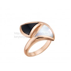 Bague Bvlgari DIVAS Dream en or rose avec onyx noir et nacre
