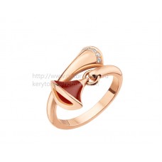 Bague Bvlgari DIVAS Dream en or rose avec cornaline et pavé de diamants