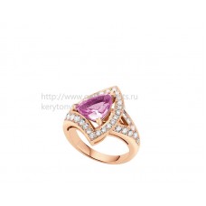Bague Bvlgari Divas Dream ajourée en or rose avec une aigue-marine et sertie de diamants pavés