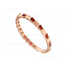 Bvlgari Medium Serpenti Viper Bracelet jonc fin en or rose 18 carats serti d'éléments de cornaline