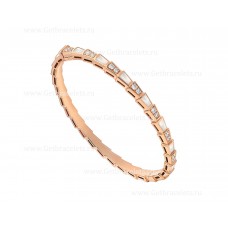 Bracelet fin Bvlgari Serpenti Viper en or rose 18 carats serti d'éléments en nacre et pavé de diamants
