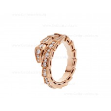 Bague Bvlgari Serpenti Viper en or rose 18 carats avec pavé de diamants