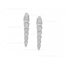 Boucles d'oreilles Bvlgari Serpenti Viper en or blanc 18 carats avec diamants entièrement pavés