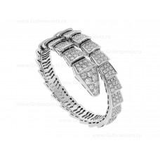 Bracelet à une bobine Bvlgari Serpenti Viper en or blanc 18 carats et pavé de diamants