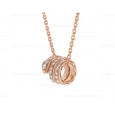 Collier pendentif Bvlgari Serpenti Viper en or rose 18 carats serti de diamants pavés