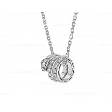 Collier pendentif Bvlgari Serpenti Viper en or blanc 18 carats serti de diamants pavés