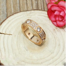 Bague Cartier Love en or rose 18 carats pavée de diamants avec 6 gros diamants