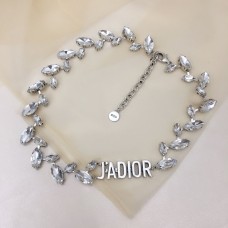 Christian Dior Argent JADIOR Charm Marquise Diamants Femmes Collier Cyrstal Blanc
