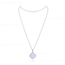 Van Cleef Arpels Magic Alhambra Sautoir 1 Motif Pendentif Or Blanc Calcédoine