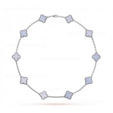 Van Cleef Arpels Magic Alhambra Sautoir 10 Motifs Pendentif Or Blanc Calcédoine